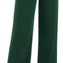 Women's Loose Straight Leg Palazzo Pants High Elastic Waist Causal Trousers with Pockets (Medium, Dark Green)