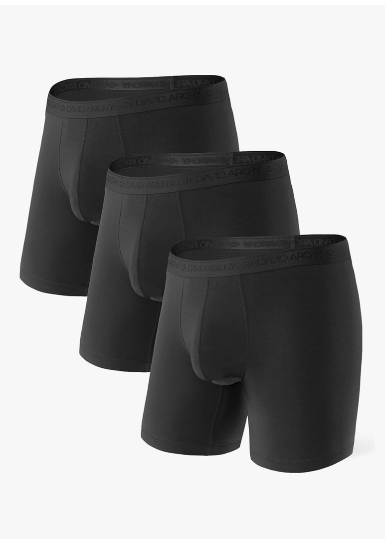 DAVID ARCHY Men's Soft Underwear Micro Modal Dual Pouch Trunks Ball Pouch Bulge Enhancing Boxer Briefs for Men 3 or 4 Pack, Size L