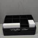 Suli Coffee Station Organizer,Extra Large Wooden Countertop Pods Holder with Drawer,Storage for Condiment Syrup Tea Cups,Rustic Bar Decor for Accessories Organizer (2 Tiers 11 Compartments)-Black