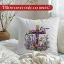LRyeisahh He is Risen Easter Christian Throw Pillow Covers, Spring Flower Religious Easter Lamb Decorative Pillowcases Cushion Cases for Church Home Bedroom Living Room Decor, 18x18 Pillow Covers