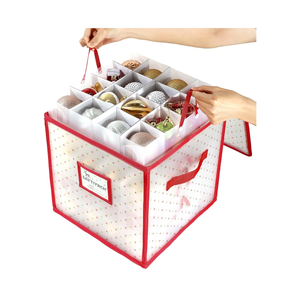 Sattiyrch Plastic Christmas Ornament Storage Box with Trays,Customizable Dividers, Dust-Proof Durable Ornament Organizer Holder,Christmas Storage Containers,Holds 64 x 3 Ornaments