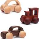 3PCS Wooden Baby Toys, Montessori Toys for Babies 0-6-12 Months, Baby Grasping Toys Push Car Toys for 1 Year Old Boy Birthday Gift #1
