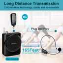 Wireless Microphone Headset, 2.4GHz Cordless Head Mic, USB-C Charging Microphones, 165ft Range, for Voice Amplifier Speaker Pa System Teaching Tour Guides Conference Yoga Dance Fitness Instructor