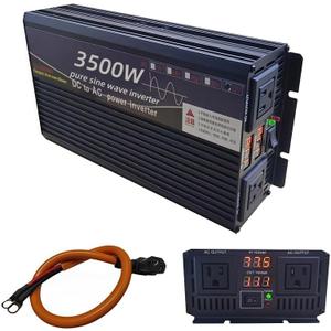 3500W Power Inverter 60V DC to 110V AC Converter with LED Display Dual AC Outlets Dual Fans Radiating for RV, Camp, Boat and Home Emergency Portable Pure Sine Wave Inverter (LED Screen, 3500W 60V)