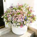 Fake Flowers for Outdoor UV Resistant 18 pcs Pink Summer Artificial Flowers Outdoors, Realistic Faux Silk Flowers Fade Resistant, Fake Plants Flowers for Garden Porch Planters Window Patio Wedding