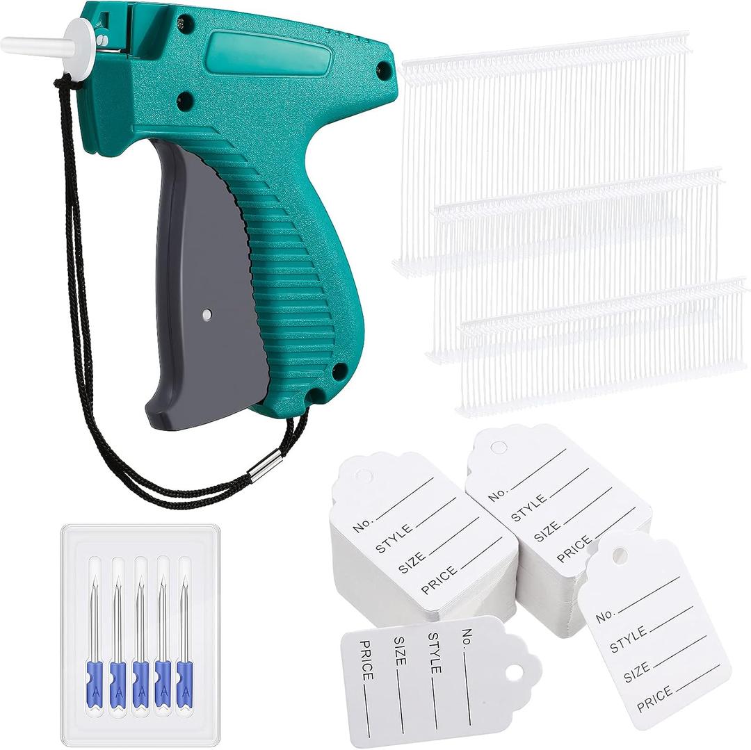 Honoson 2006 Pcs Clothing Price Tags with Gun Set, Including 1 Garment Price Tag Attacher with 5 Steel Needles 500 Clothing Label and 1500 Plastic Fasteners Barbs(Creative Style)