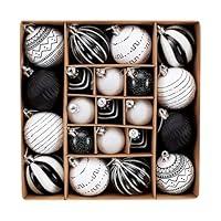 DecorbyHannah Christmas Ornaments Decorations,21ct Black and White Christmas Tree Ornaments Sets, terproof Christmas Ball Hanging Ornaments for Home or Table Decor