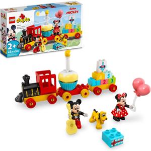 LEGO DUPLO Disney Mickey & Minnie Mouse Birthday Train Toy - Building Blocks for Toddlers, Ages 2+ - Pretend Play Learning Toy for Girls & Boys - Gift for Birthday - 10941