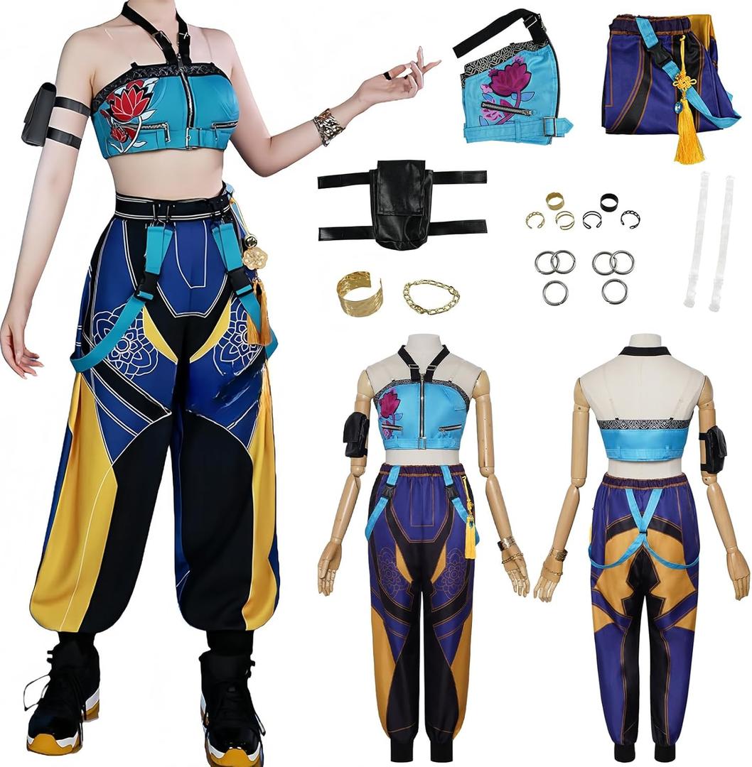 Women Costume Outfit Women Clothes Pants Suit with Accessories Full Adult Halloween (X-Small, Black)