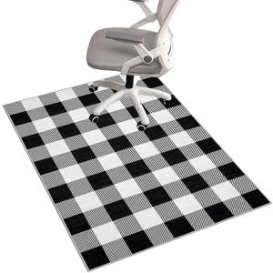 Office Chair Mats for Hardwood Floor, 36"X48" Christmas Desk Chair Mat, Computer Chair Mat Office Rug for Tile, Black and White Buffalo Plaid Gaming Carpet Floor Protector for Rolling Chair