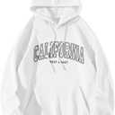 SOLY HUX Women's Cute Hoodies Graphic Preppy Sweatshirts for Teen Girls Long Sleeve Pullovers Fall Outfits with Pockets White Letter, Large