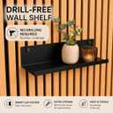 20” Acoustic Panel Shelf – No Drill Slat Wall Mount Shelf for Wood Panels – Fits 0.5–0.6” Slat Spacing – Includes Clips & Screws – Heavy Duty Metal Shelf – Black, 50 Centimeter
