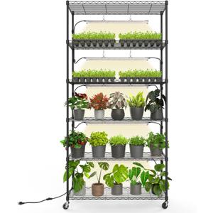 Bstrip 6-Tier Plant Shelf with Grow Light, 35.4x13.8x71in