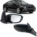 Right Passenger Side Door Mirror For 2016-2021 HONDA CIVIC LX SE Sport with Power Mirror Ajust Manual Fold Non-Heat Match to Black Replace 76208TBAC03ZA; HO1321283(3 Pins) R-3Pins, Black