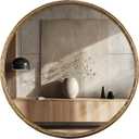 Round Bathroom Mirror-RD24 Inch Antique Gold Color Vintage Metal Framed Accent Mirror, Modern Rustic Distressed Wall Mirror Decorative for Bedroom, Living Room,Hallway-Wave Inspired Style (24"L x 24"W)