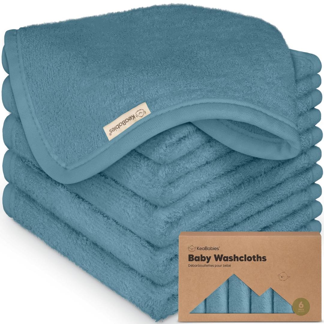 5-Pack Baby Washcloths Soft Absorbent Viscose from Bamboo Washcloths for Face, Body, Baby Towels for Newborn, Kids, Toddlers, Infant,Gentle on Sensitive Skin,10x10 Reusable Face Towels(Aegean Blue)