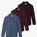 Real Essentials 3 Pack: Men's Long-Sleeve Flannel Button Down Plaid Casual Shirt, 4XL