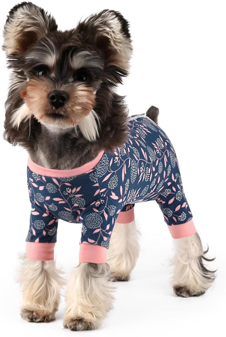 Dog Recovery Suit Female Male Dog Onesie for Surgery, Fit for Small Dog Breed Dog Body Suits After Surgery Dog Surgical Suit Pink/Blue Flower/L