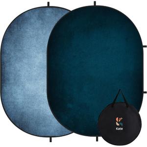 Kate Collapsible Backdrop Pop Up Backdrops Portable Folded Blue Background for Portrait Photography, for Video Conference, for Live Stream, 5x6.5ft