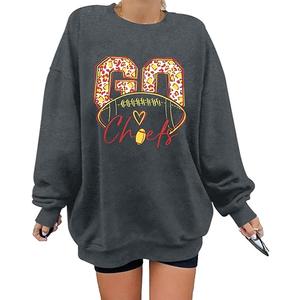 LUKYCILD Game Day Sweatshirt Football Shirt: Women Sunday Funday Football Season Long Sleeve Shirt Soccer Fans Pullover, Small