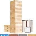 GoSports Giant Wooden Stacking Game - Stacks Up to 5 ft - Choose Brown Wood Stain, Gray, Natural, Stars & Stripes, or Tropical Hardwood - Toppling Tower, Large
