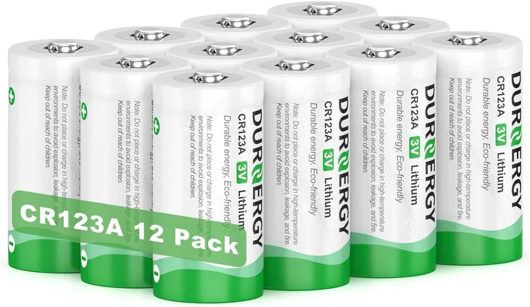 DURNERGY CR123A Lithium Batteries 12 Pack 3 Volt 10 Year Shelf Life High Power 123A Battery Compatible with CR17345, CR17335