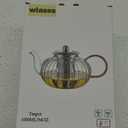Glass Teapot 33.8oz/1000ml, Glass Tea Kettle with Removable Infuser, Pumpkin Shape Hand Blown Teapot for Blooming Flower Tea and Loose Leaf, Father's Day Gifts