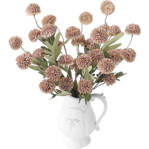 Floroom 6pcs Light Taupe Faux Silk Mums Artificial Flowers, Bulk Fake Small Mini Chrysanthemums with Stems for DIY Wedding Centerpieces Floral Arrangements Vase Fillers Home Decorations