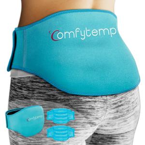 Comfytemp Ice Pack for Back Pain Relief, 2 Pcs, Sciatica Ease Brace, Reusable Gel Lower Back Ice Wrap for Injuries, Hot Cold Compress for Lower Lumbar, Waist, Men Women After Surgery Blue, Standard, 2
