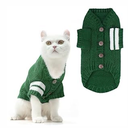 EXPAWLORER Cat Sweater for Cold Weather - Stylish Knitted Cat Clothes, Soft Cat Sweatshirt with Sleeve Warm Clothing, Fall and Winter Kitten Clothes for All Different Cats (Small, Green)