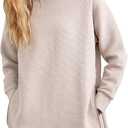 Fazortev Women's Oversized Sweatshirts Long Sleeve Crew Neck Ribbed Pullover Loose Side Zipper Tunic Tops, M