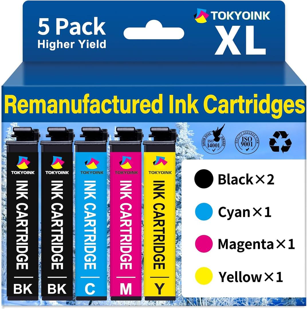 822XL Ink Cartridges Remanufactured Replacement for Epson 822XL Ink Cartridges Compatible for 822 XL T822XL Cartridge for Workforce Pro WF-3820 WF-4830 WF-4820 WF-4830 WF-4833 WF-4834 Printer (5 Pack)