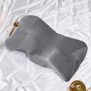 Eychei Satin Pillowcase for Cervical Pillow, Dark Grey Silky Cervical Pillow Case Contour Pillow Case Cover with Zipper, Smooth Ergonomic Pillowcase for Neck Pillow Cover