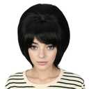 Retro Wig 50s 60s 70s Wig with Bangs for Women Synthetic Hair for Halloween Costume Party (Black)