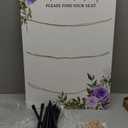 Pinkunn Purple Floral Wedding Seating Chart with Easel Display Stand 15.8 x 23.6 Inch Rustic Wooden Seating Chart Board Please Find Your Seat Sign for Engagement Baby & Bride Shower Wedding Sign Decor