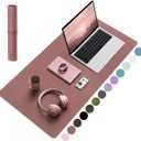 YSAGi Non-Slip Leather Desk Pad Blotter, Waterproof Laptop Computer Desk Keyboard Mat, Table Protector Mat, Large Mouse Pad for Office/Work/Home/Decor(Dark Pink, 31.5" x 15.7")