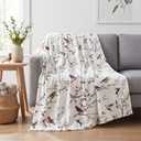 Horaldaily Spring Summer Flannel Blanket Throw, Birds Branch White Floral Soft Fuzzy Plush Cozy Fleece Blankets for Couch Sofa Bed Lounging, Ideal Gifts for Kids Adults Self, 50x60