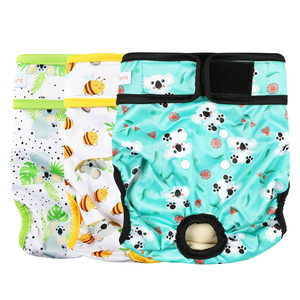 Langsprit Washable Female Dog Diapers (3 Pack) - No Leak Reusable Diapers for Doggy Female in Period - Highly Absorbent Dog Heat Panties with Adjustable Snaps (Koala, Small)