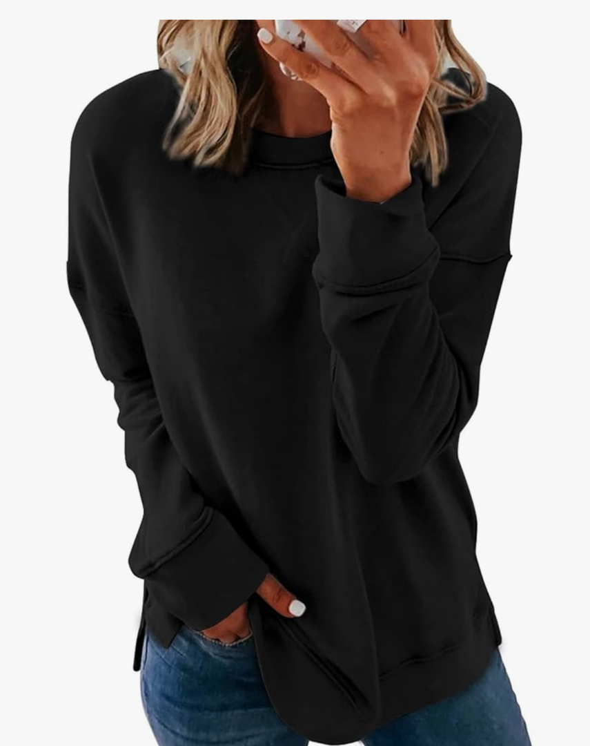 Dokotoo Women's Casual Crew Neck Sweatshirt Loose Soft Long Sleeve Pullover Tops, Size M