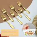 Evanda Gold Dessert Forks Set of 12 Pack 5.62", Golden Titanium Plating Pastry Fork, Appetizer Fork for Fruit, Cake, Cheese, Party Trips, Cafes, Restaurants, Easy To Clean, Dishwasher Safe
