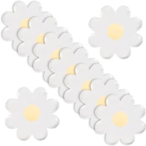 50 Pcs Daisy Paper Plates Flower Disposable Gold Foil Dessert Plates Sunflower Boho Groovy Party Plates for Summer Birthday Baby Shower Wedding Tableware Supplies 7inch