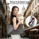 Purse Insert with Carry Handle, with Silky Satin Interior for Daily Commute & Travel, Fits Anjou Artois PM and More (Medium, Black-Red)