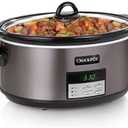 Crock-Pot Large 8-Quart Programmable Slow Cooker with Auto Warm Setting Black Stainless Steel