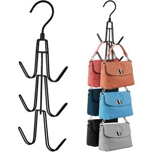 ZEDODIER Purse Hanger Organizer for Closet, 2 Pack Hanging Bag Holder, Keeping Purses Visible And In Good Condition, Metal Handbag Storage Hook Backpack Rack Space Saving Hanger, Black