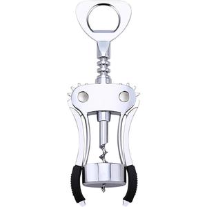 Wine Opener & Beer Opener, Heavy Duty Zinc Alloy Waiters Wing Corkscrew with Non-Slip Handle and Sharp Screw, Multifunctional Bar Tool for Bartenders, Sommeliers,Kitchen, Restaurant(Silver)