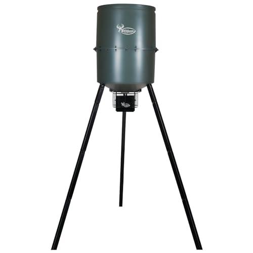 WILDGAME INNOVATIONS Quick-Set Pro 270lb Game Feeder with Digital Timer Durable Varmint-Proof Tripod Corn/Pellet Deer Hunting Feeder with 1-6 Feed Times & 50-feet Radius