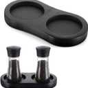 Salt and Pepper Tray, Salt and Pepper Holder, Olive Wood Tray, Fit Many Mills & Shakers, Grinder Accessories (Black)