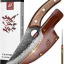 Emojoy Damascus Chef Knife, 67-Layer Damascus Steel Kitchen Knife with Black Hammered Finish, Japanese Knives for Home, Outdoor Cooking, BBQ, Include Gift Box, 6.3 Inch