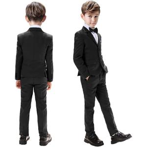 Boys Suits 5 Pieces Slim Fit Blazer Pants Black Blue Outfit Suit for Wedding
 4T