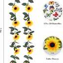 8 Pack Artificial Sunflower Garland Decor, Sunflower Vines Hanging Flowers Garland with Green Leaves, Fake Yellow Floral Vines Room Wedding Party Decoration
